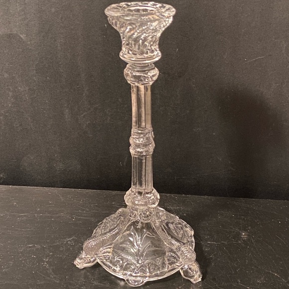 Vallerysthal Portieux France Bavards Dolphin & Snake Pressed Glass Candlestick - Picture 2 of 6